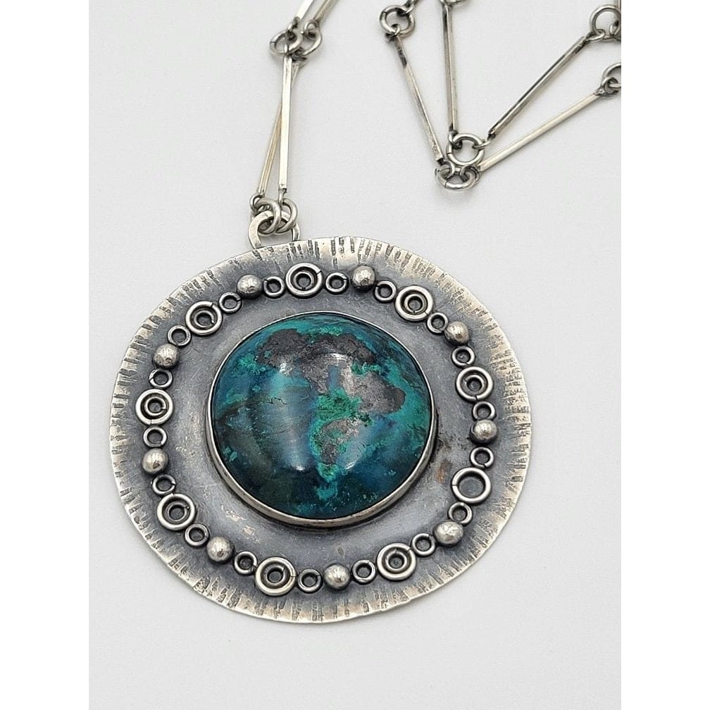 Rachel Gera Jewelry Designer Gera Israel Sterling &amp; Eilat Modernist Brutalist HUGE Statement Necklace &