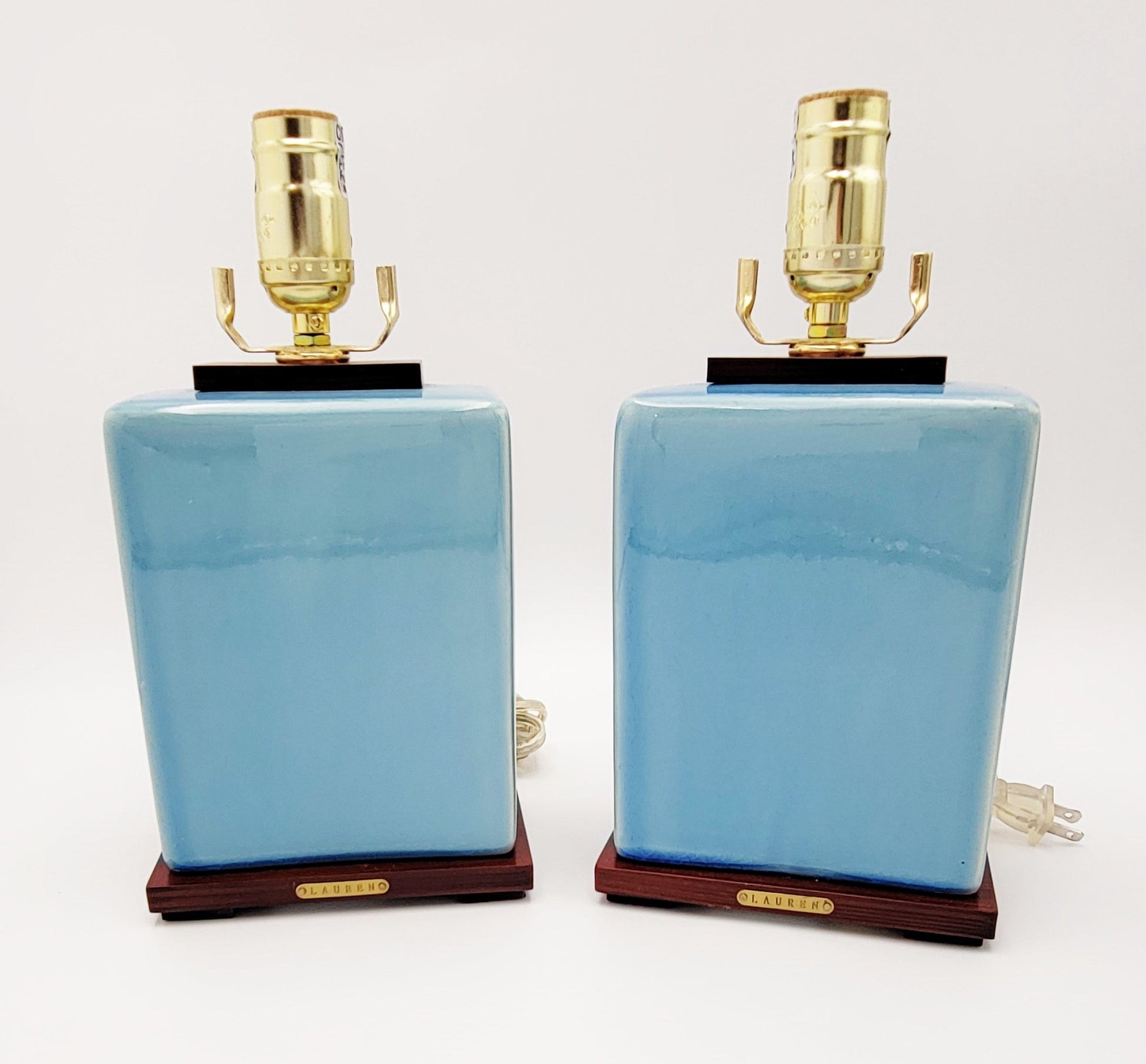 Ralph Lauren Lighting Set of 2 Lauren by Ralph Lauren Blue Ceramic Contemporary Table Desk Lamps