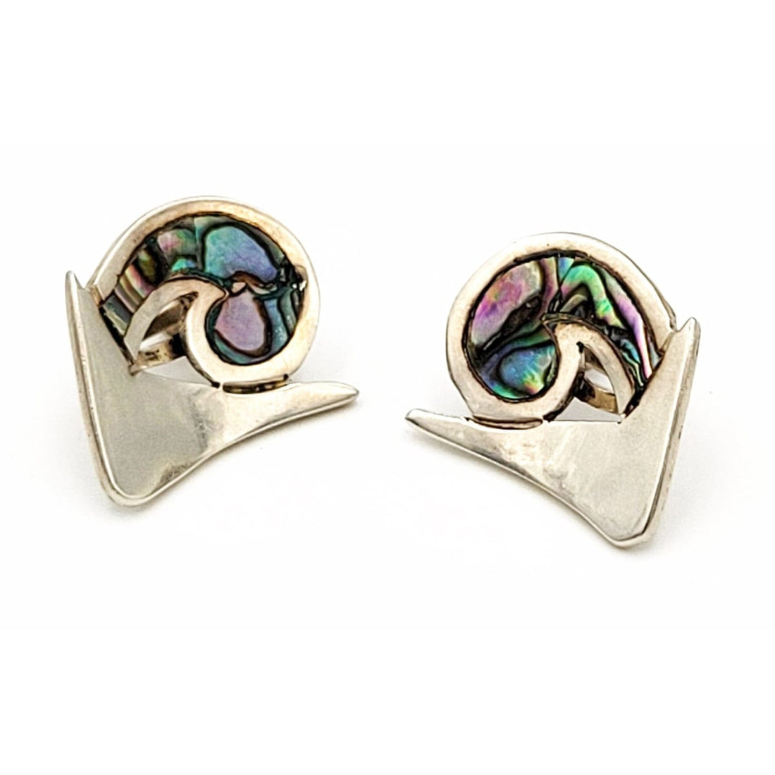 Rancho Alegre Jewelry Stunning Miguel Taxco Rancho Alegre Modernist Sterling Abalone Earrings 50s/60s