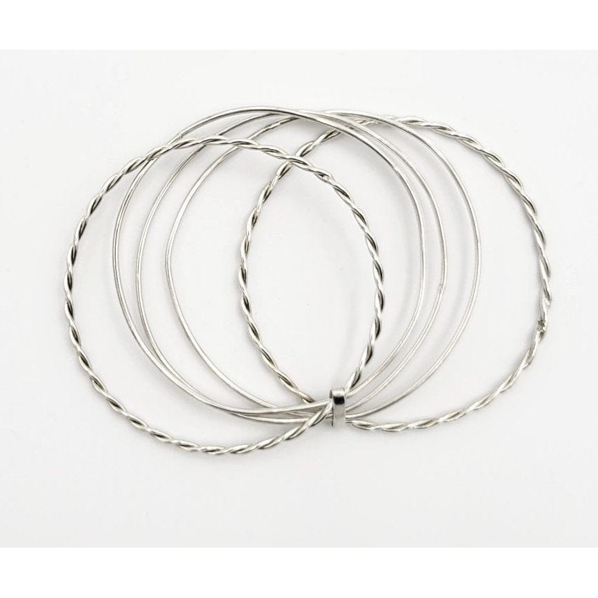 Randers Solv Jewelry Danish Designer Randers Solv Sterling Modernist Set - 5 Connected Bangles 1980s
