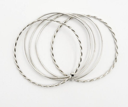 Randers Solv Jewelry Danish Designer Randers Solv Sterling Modernist Set - 5 Connected Bangles 1980s