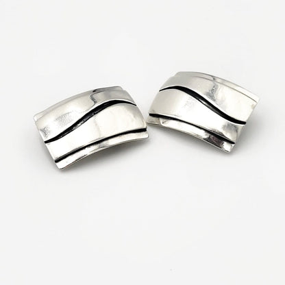 Paul Lobel Jewelry Rare NY Designer Paul Lobel Sterling Silver Enamel Modernist Earrings Circa 1950s