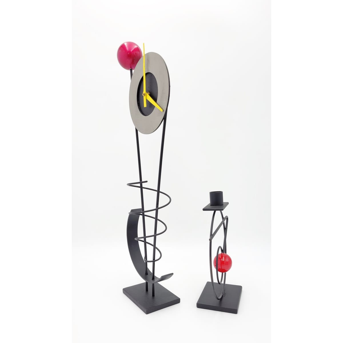Rick Martin Clock and Candleholder Rick Martin Abstract Modernist Pop Art Memphis Style Clock &amp; Candleholder