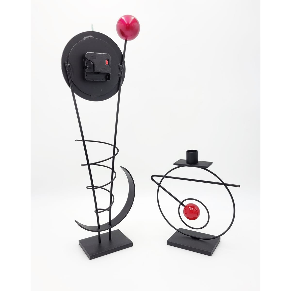 Rick Martin Clock and Candleholder Rick Martin Abstract Modernist Pop Art Memphis Style Clock &amp; Candleholder