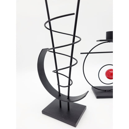 Rick Martin Clock and Candleholder Rick Martin Abstract Modernist Pop Art Memphis Style Clock &amp; Candleholder