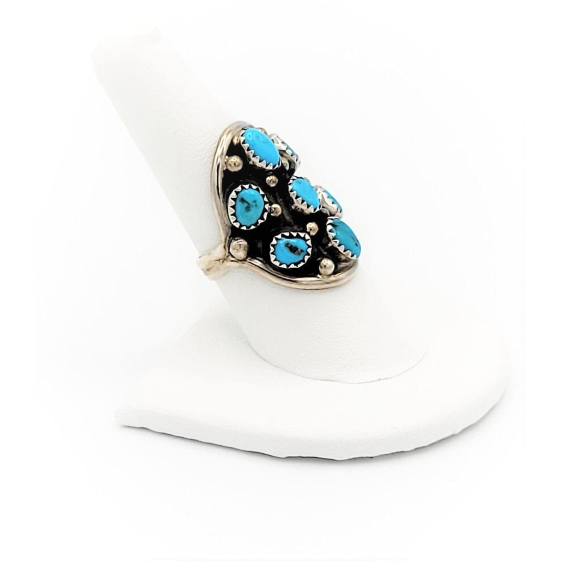 Rita Dawes Navajo Jewelry Vintage Sterling &amp; Kingman Turquoise Rita Dawes Navajo Shield Statement Ring