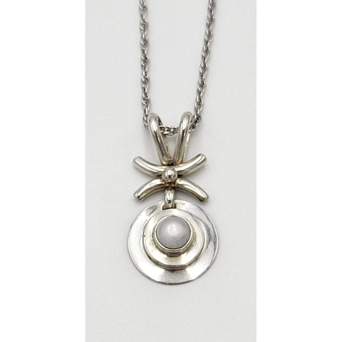 Robert Nilsson Jewelry Swedish Born Artisan Robert Nilsson Vintage Sterling Mabe Pearl Modernist Necklace