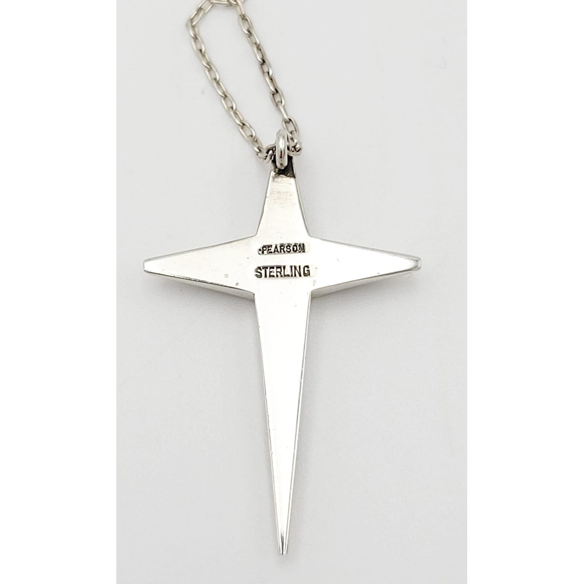 Ronald Hayes Pearson Jewelry Ronald Hayes Pearson Sterling Modernist Crucifix Cross Pendant Necklace 1950s