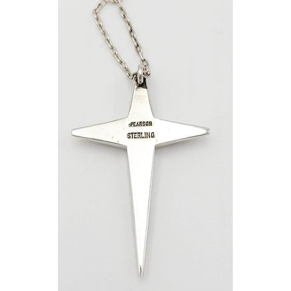 Ronald Hayes Pearson Jewelry Ronald Hayes Pearson Sterling Modernist Crucifix Cross Pendant Necklace 1950s