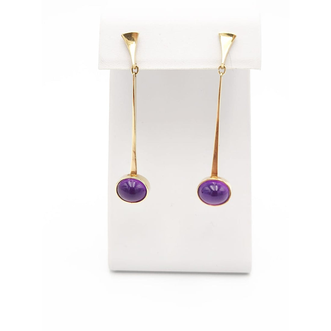 Ronald Hayes Pearson Jewelry US Designer Ronald H Pearson 14K Amethyst Long Modernist Earrings &