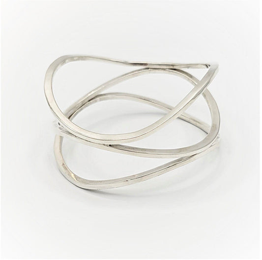 Ronald Hayes Pearson Jewelry Vintage Ronald Hayes Pearson 925 Sterling Silver Modernist Bangle Bracelet Signed