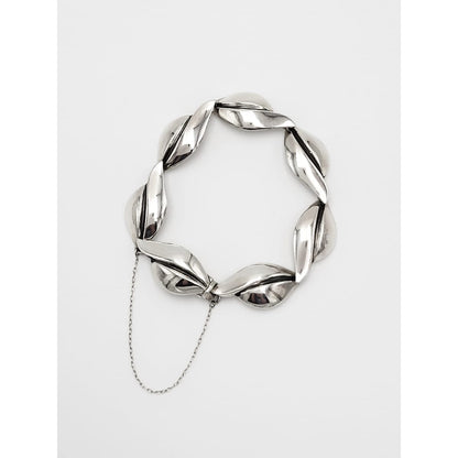 S. Christian Fogh Jewelry Danish Designer SCF Fogh Modernist Leaves Sterling Panel Links Bracelet 1950s