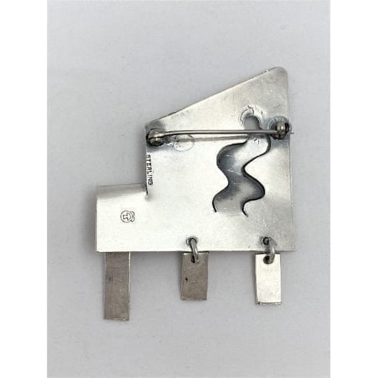 Sam Kramer Jewelry RARE 925 Sterling Silver Abstract Modernist Brooch Signed Sam Kramer 1960s