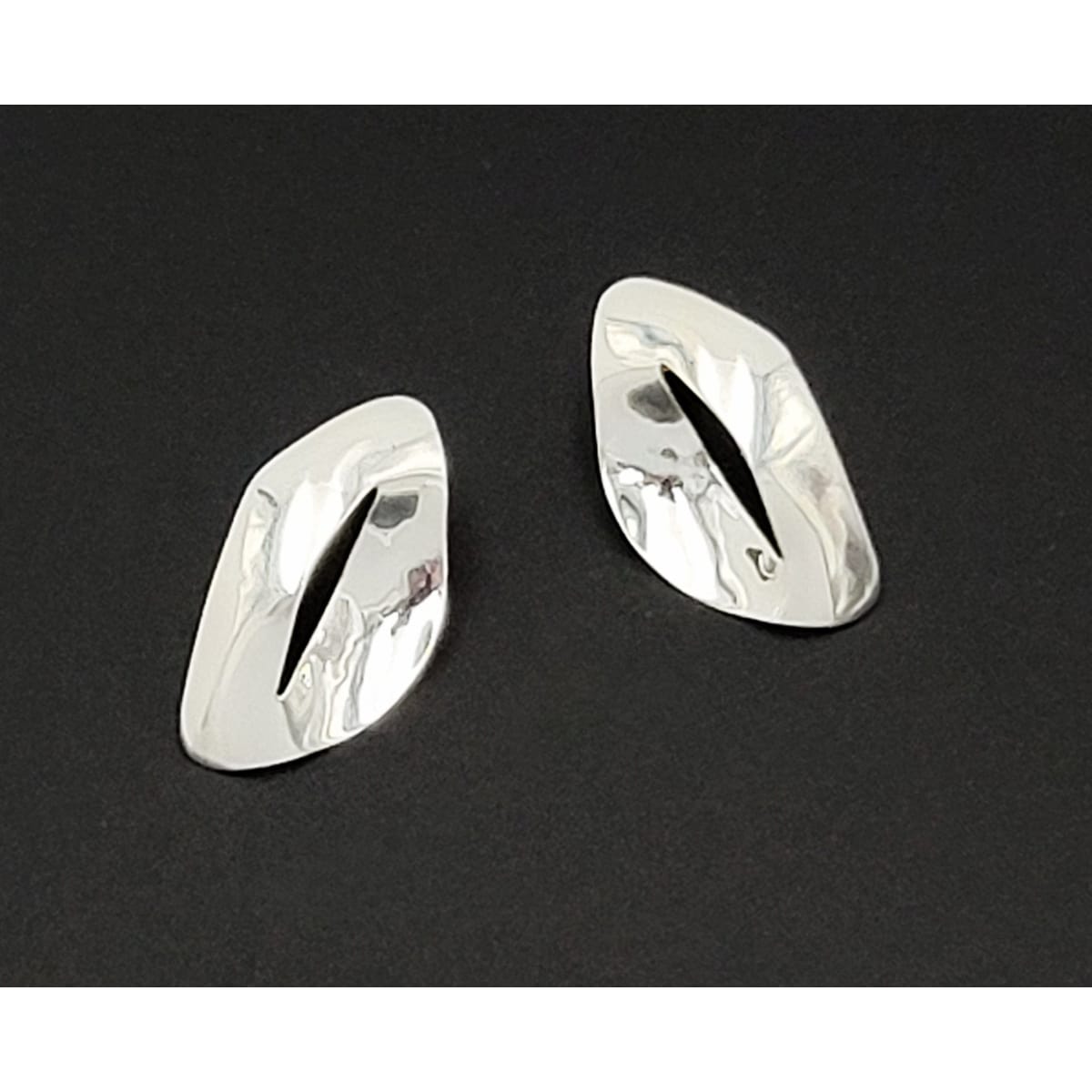 Sandra Baker Jewelry SYB Sandra "Sandy" Baker Abstract Modernist Sterling &amp; 14k Earrings Circa 1980&