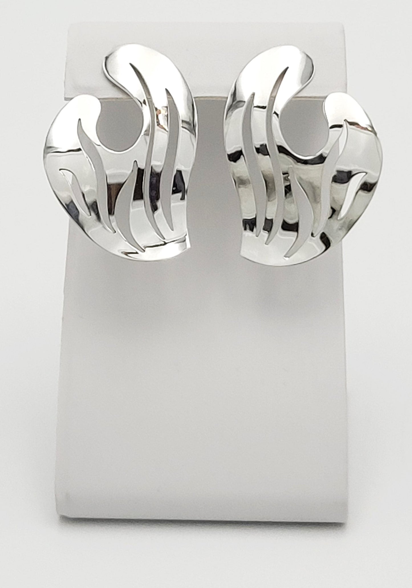 Sandra Baker Jewelry SYB Sandra "Sandy" Baker Abstract Modernist Sterling 14k Earrings Circa 1980s