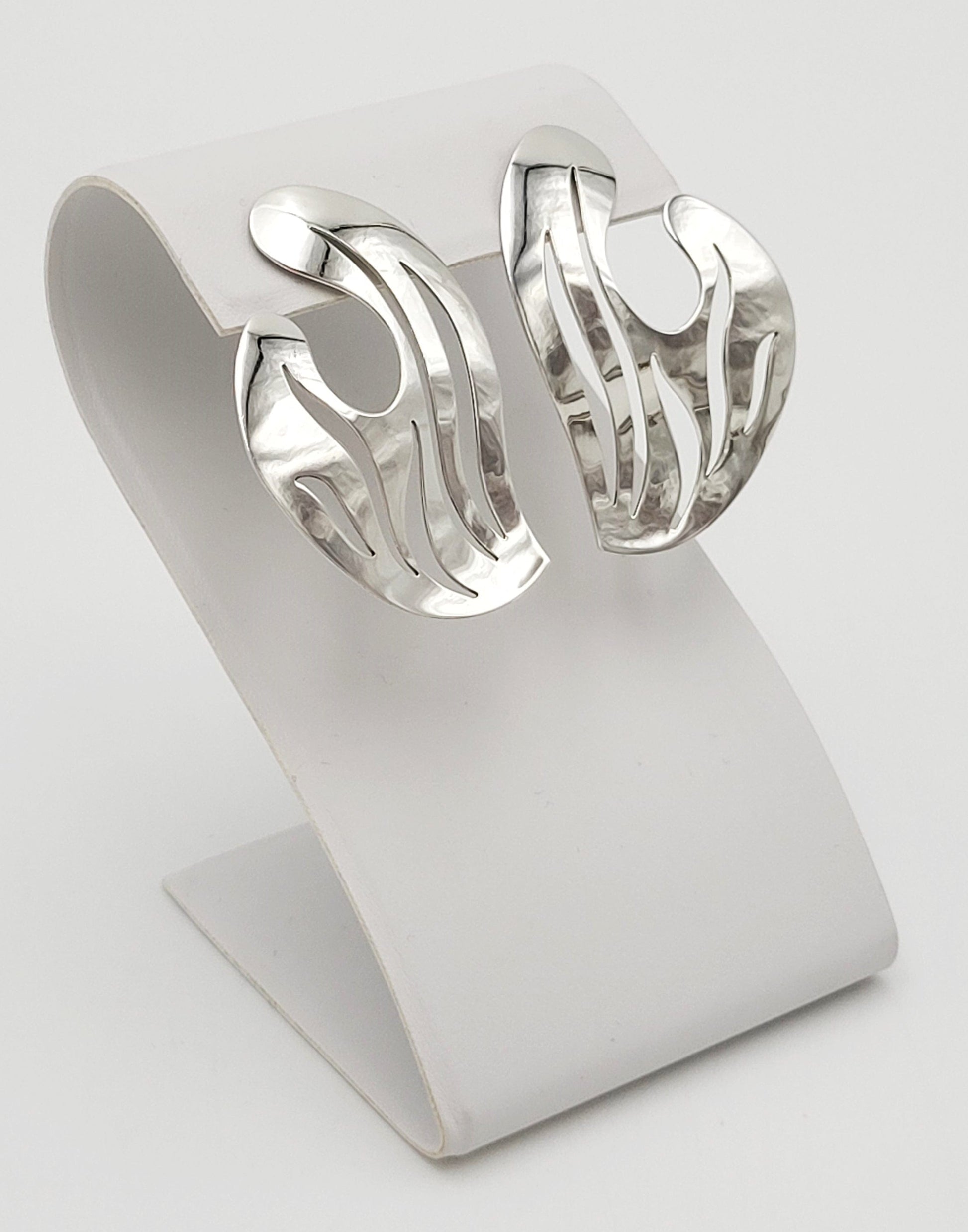 Sandra Baker Jewelry SYB Sandra "Sandy" Baker Abstract Modernist Sterling 14k Earrings Circa 1980s