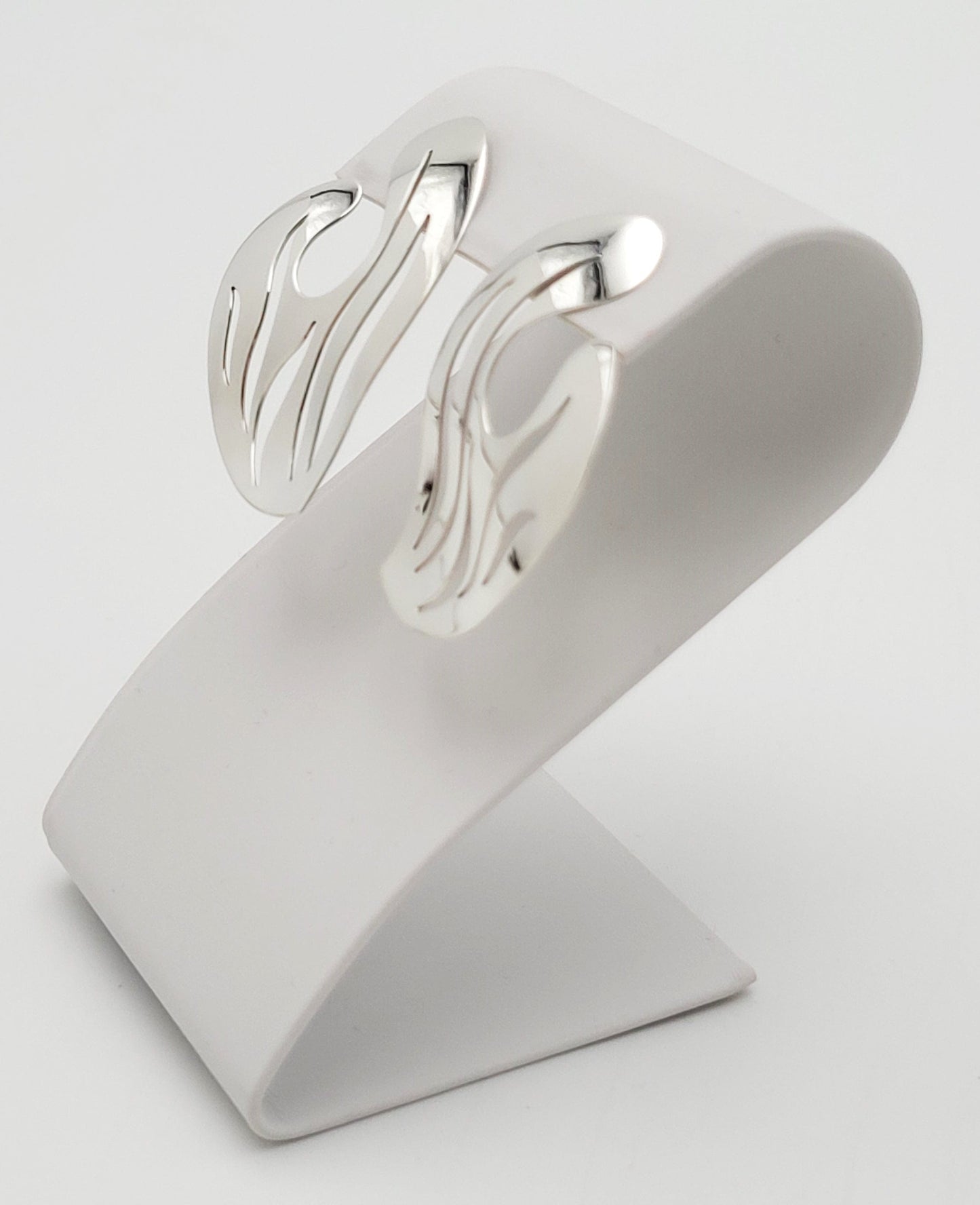 Sandra Baker Jewelry SYB Sandra "Sandy" Baker Abstract Modernist Sterling 14k Earrings Circa 1980s