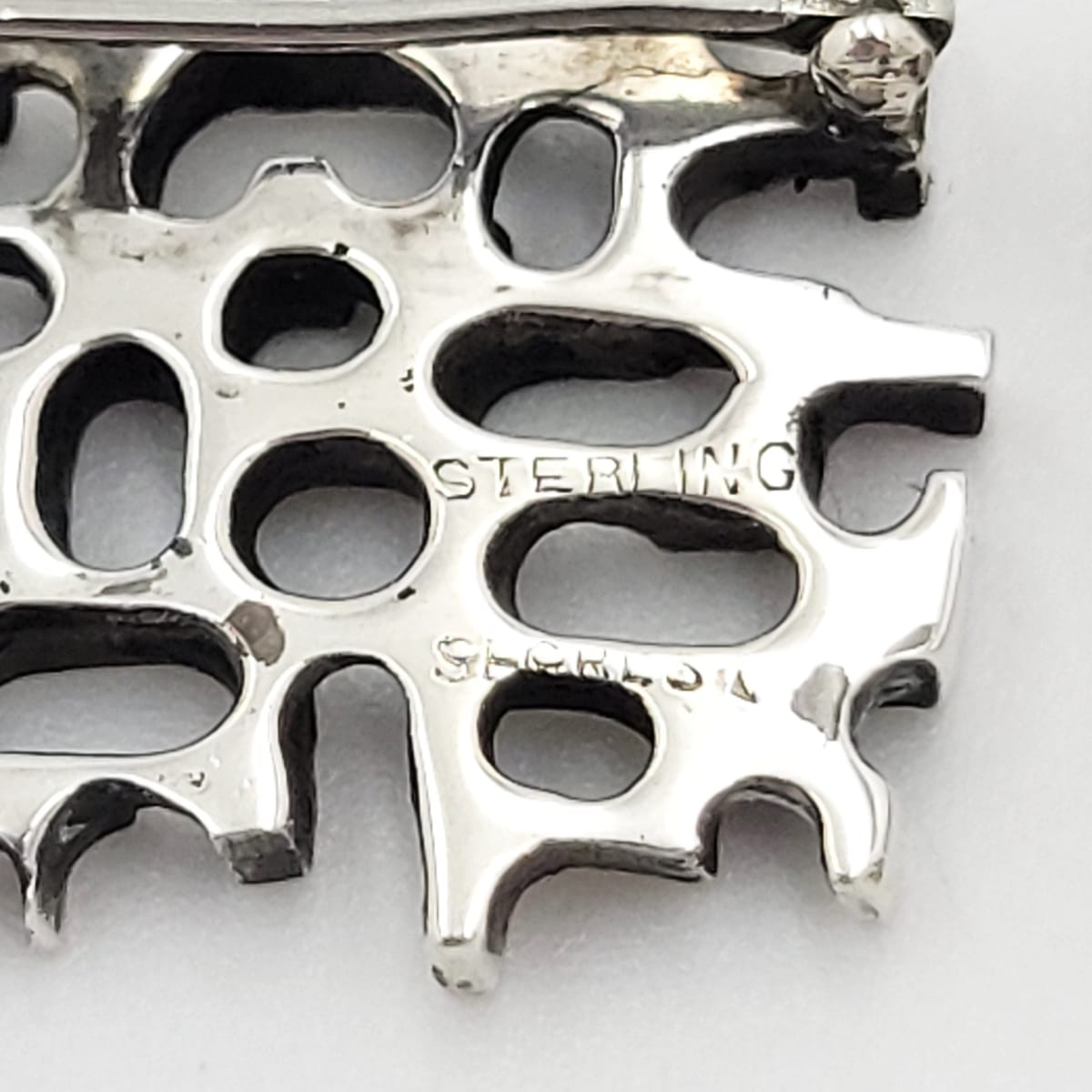 Secrest Jewelry Rare Sterling Silver Abstract Modernist Brutalist Brooch Earring Set by Secrest
