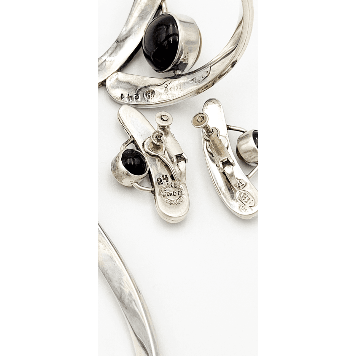 Sigi Tasco Jewelry Superb Sigi Tasco Sterling &amp; Precious Stones Floating Orbs Demi Parure Set 1950s