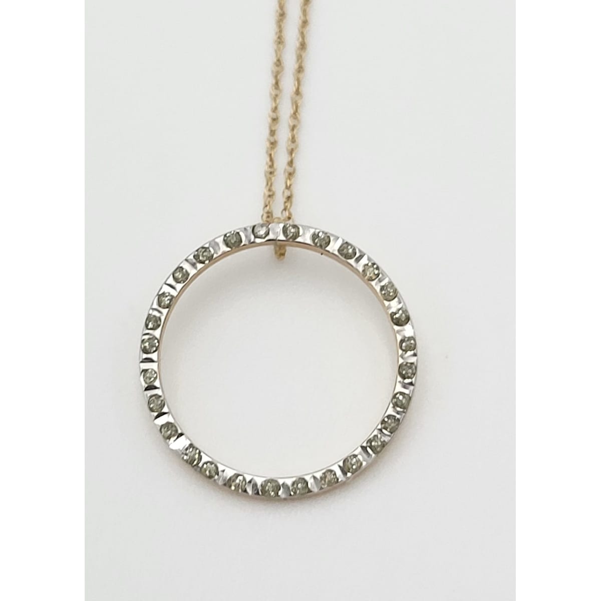 SLC Jewelry 14Kt Gold and Diamond Modernist Necklace Circa 1980s SLC