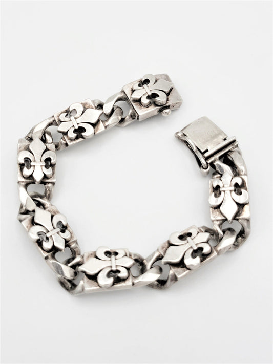 Soffer Ari Jewelry Vintage/Retired Soffer Ari Sterling HEAVY 132g OG Fleur-de-lis Mens Links Bracelet