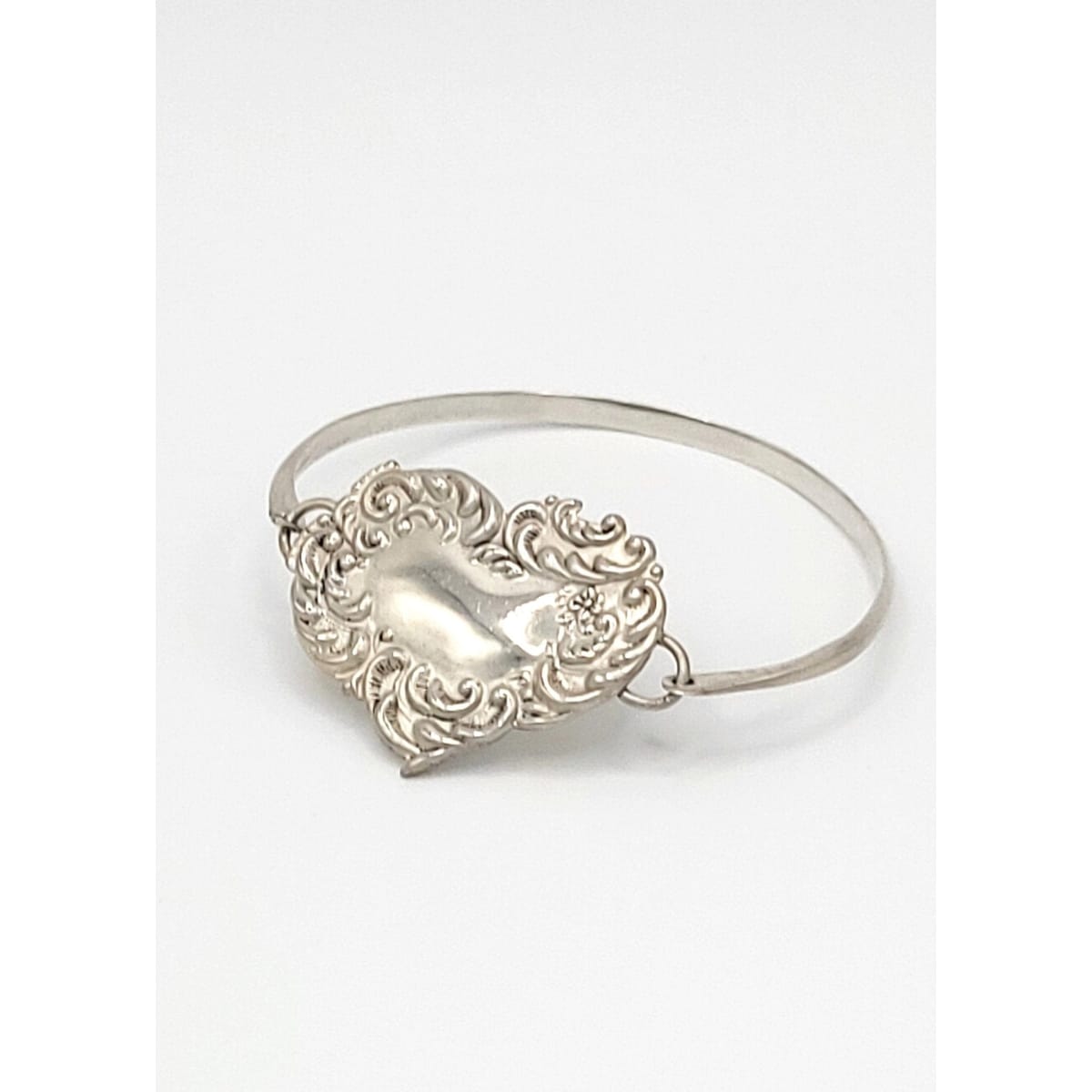 Sorensen Ehlers Jewelry Designer Sorensen &amp; Ehlers Denmark Sterling Repousse Heart Face Bangle Circa 1977