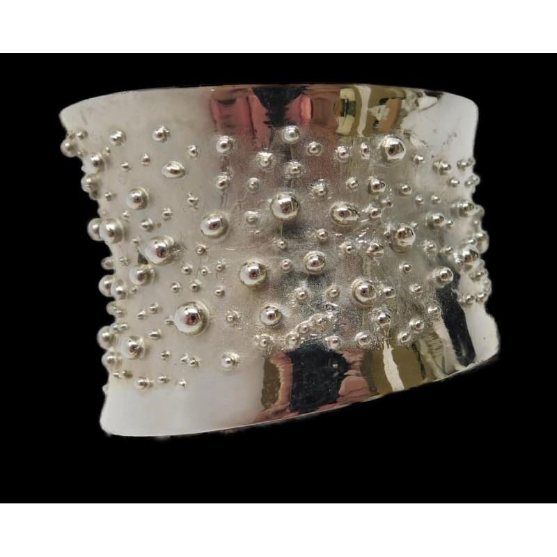 Sterling Bracelet Jewelry Designer Sterling 3-Dimensional Abstract Modernist Constellations Wide Cuff Bracelet