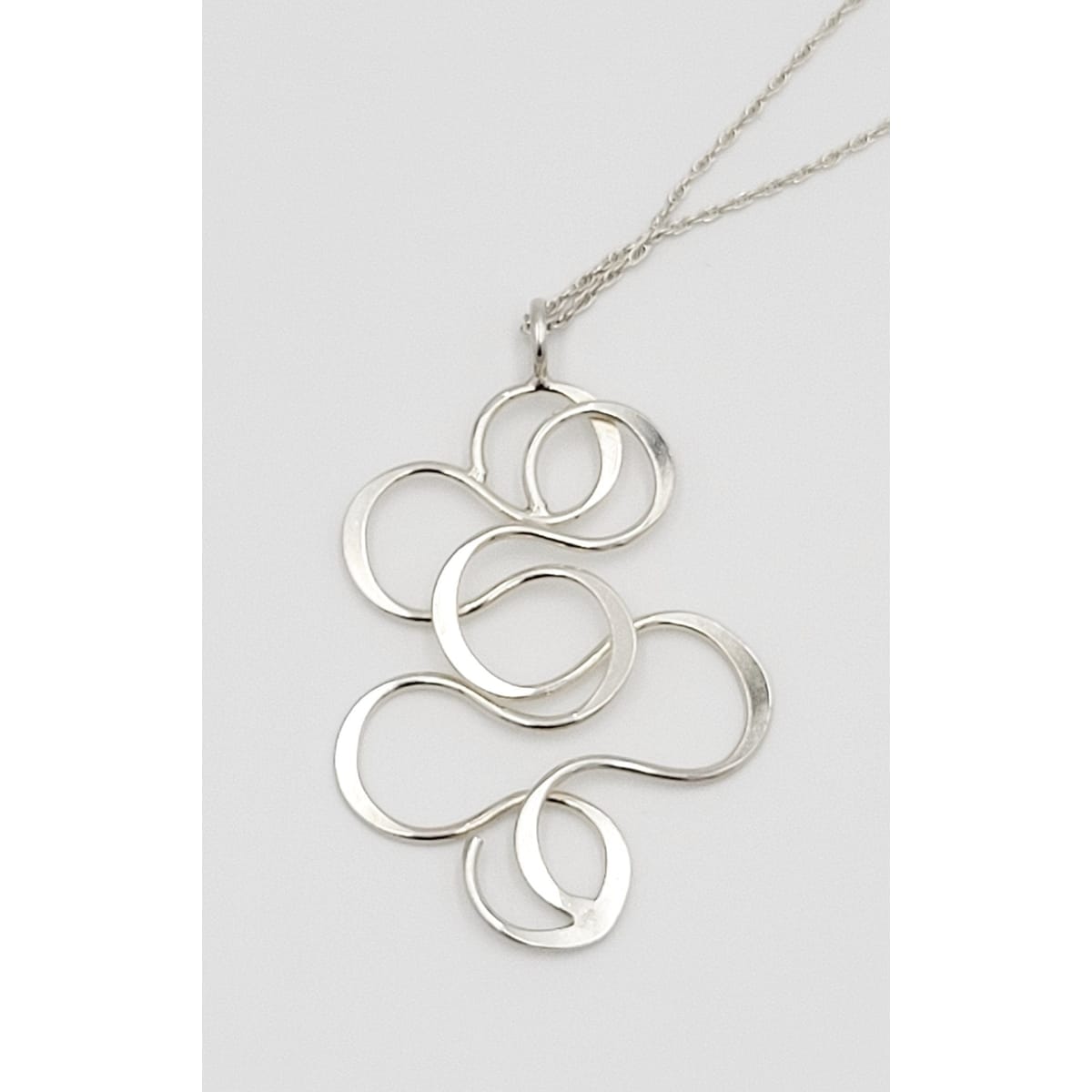 Sterling Jewelry Artisan Abstract Modernist Sterling Silver Large Statement Pendant Necklace