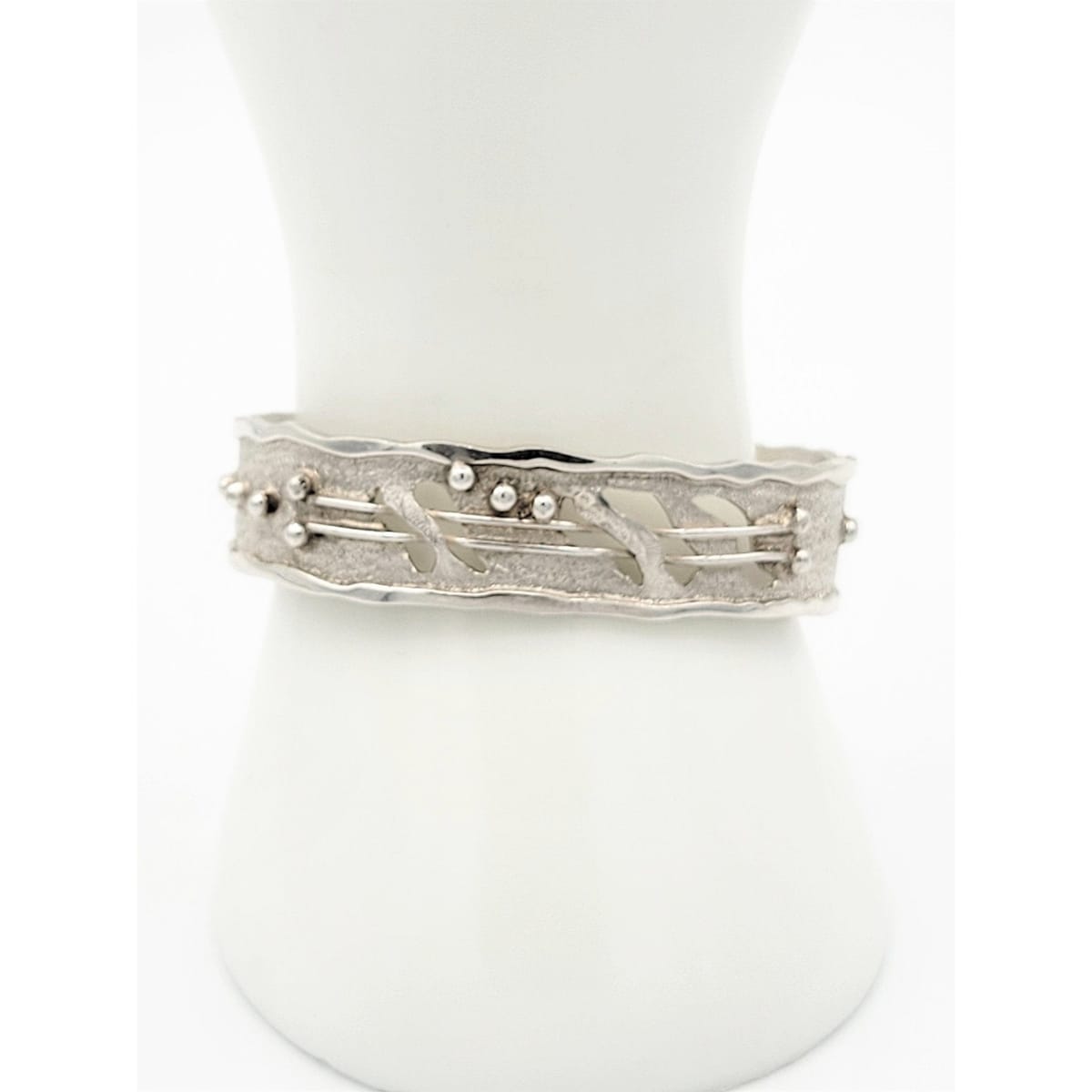 Sterling Jewelry Superb Designer Sterling Silver Abstract Brutalist Modernist Cuff Bracelet Mint!