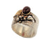 Sterling Jewelry Vintage Designer 2 Tone Sterling Silver & Red Carnelian Abstract Modernist Ring