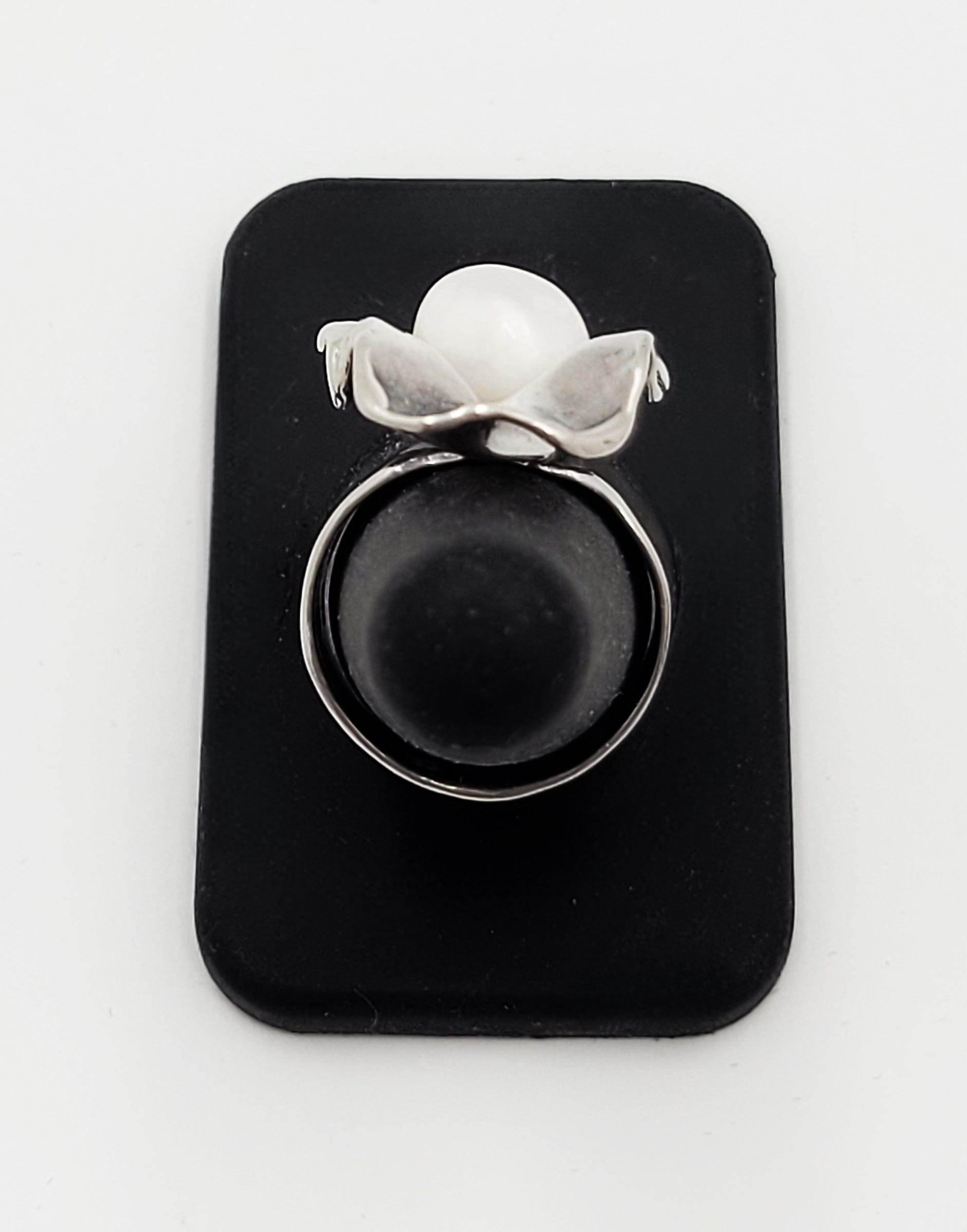 Sterling Ring Jewelry Vintage Sterling Silver & Pearl Large Bold Abstract Modernist Cocktail Ring
