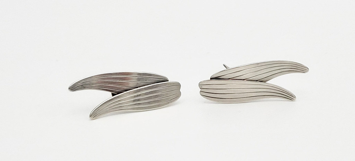 Stigbert Jewelry Rare Heribert Engelbert Stigbert Sweden Sterling Silver Modernist Earrings 1949