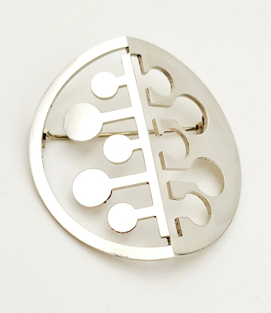 Strand Jewelry Danish Designer Karen Strand Sterling Retro Abstract Modernist Brooch Circa 1950s