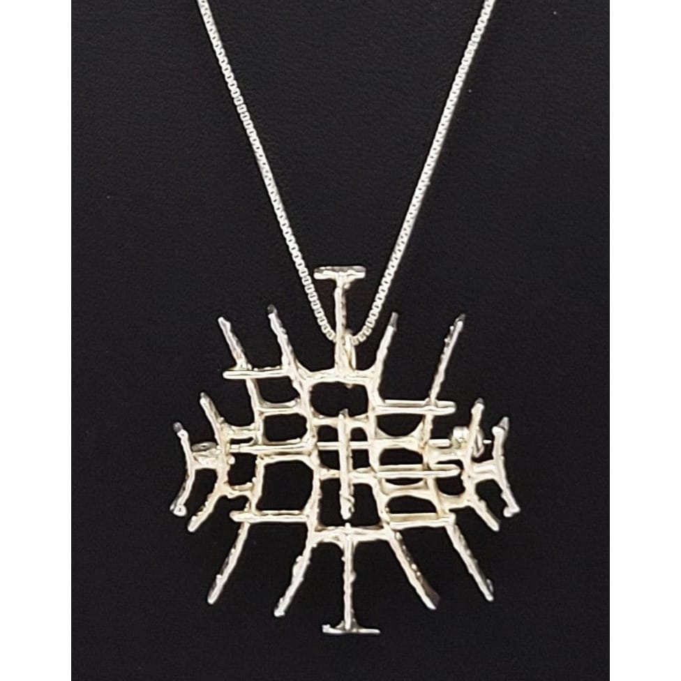 Studio Else &amp; Paul Norway Jewelry Studio Else &amp; Paul Norway Sterling Abstract Mod Brutalist 3D Necklace C. 1960s