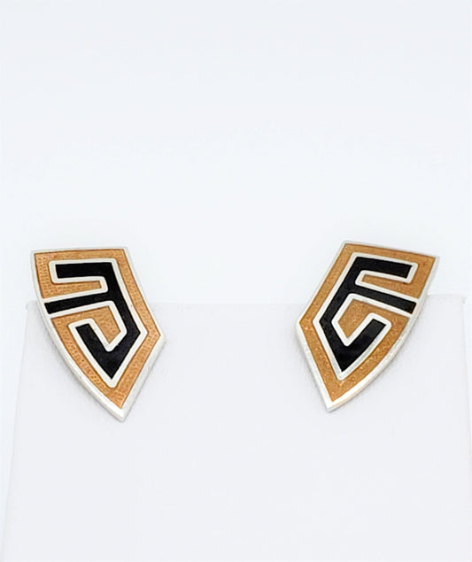 Margot De Taxco Jewelry Superb Margot De Taxco Sterling Enamel Greek Revival Earrings #5791 Circa 1940s