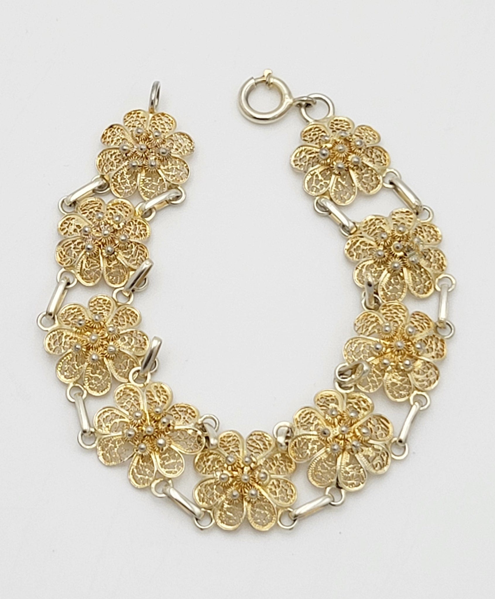 Swedish Sterling Jewelry Vintage Swedish 2 Tone Sterling Filigree Bracelet