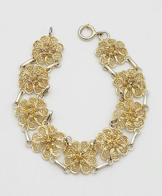 Swedish Sterling Jewelry Vintage Swedish 2 Tone Sterling Filigree Bracelet