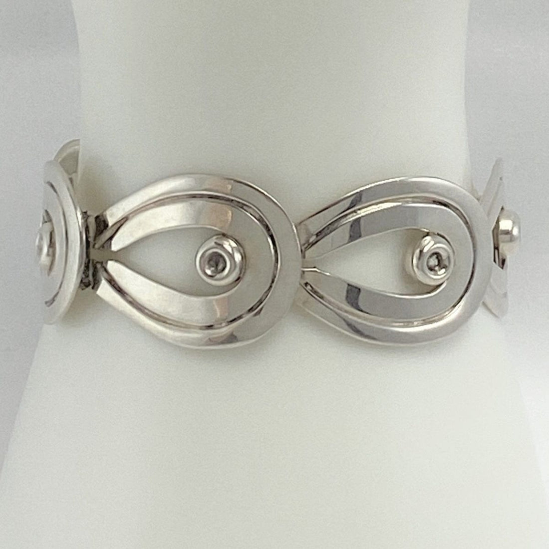 Taxco Jewelry Gorgeous Vntg Piedra Y Plata Taxco 925SS Margot Style Modernist Panel Link Bracelet