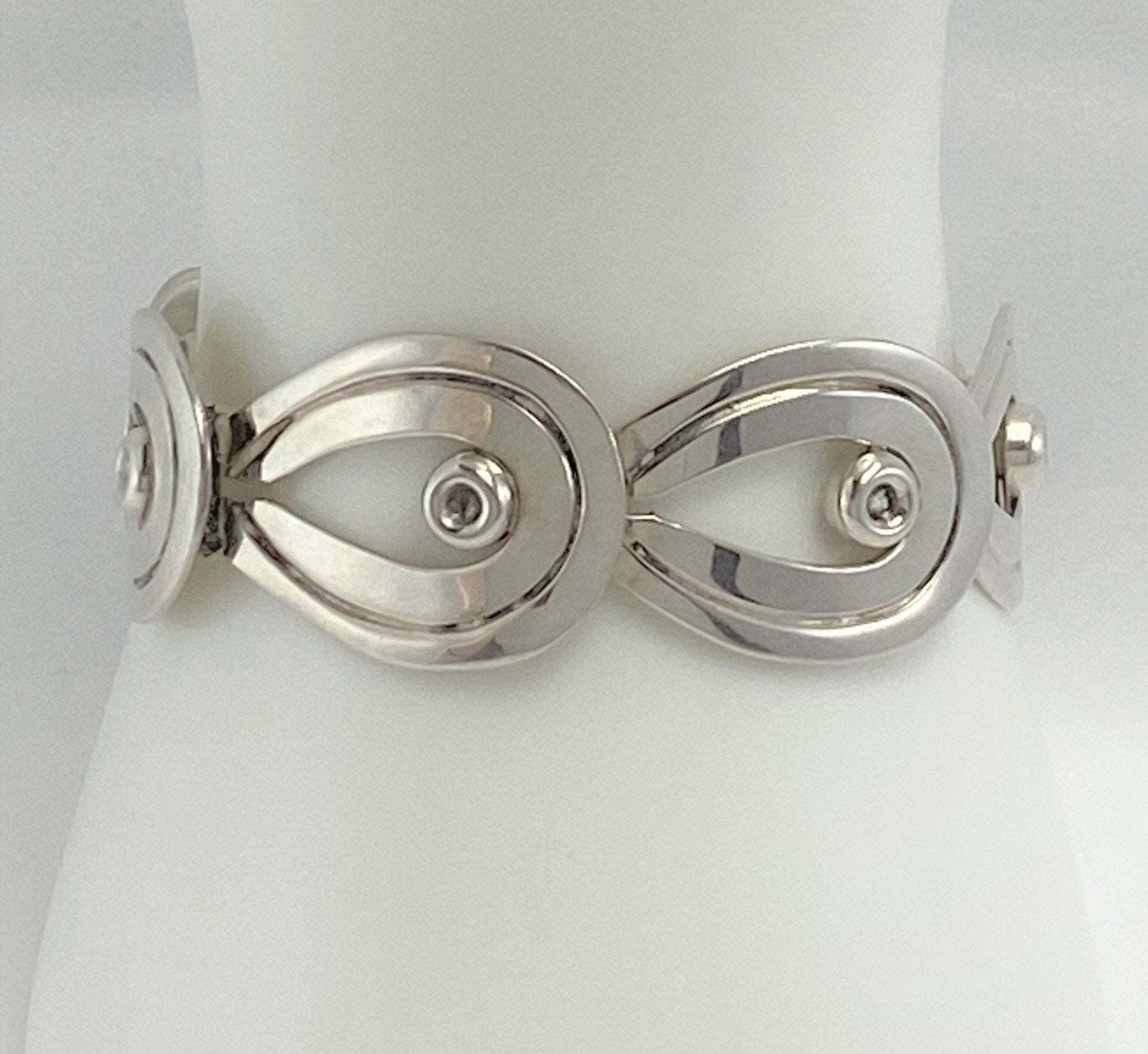 Taxco Jewelry Gorgeous Vntg Piedra Y Plata Taxco 925SS Margot Style Modernist Panel Link Bracelet