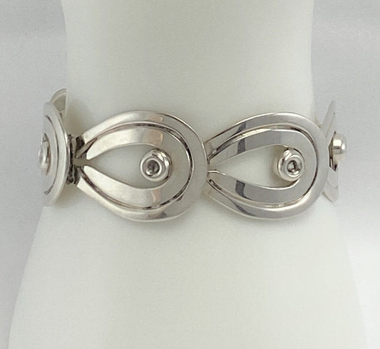 Taxco Jewelry Gorgeous Vntg Piedra Y Plata Taxco 925SS Margot Style Modernist Panel Link Bracelet