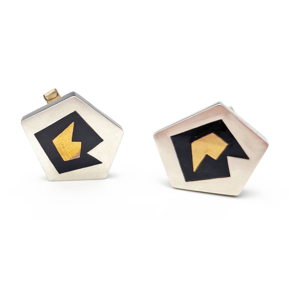 Taxco Jewelry MCM Taxco Designer JB Sterling Abstract Cubist Retro Mod Cufflinks Signed 50/60s