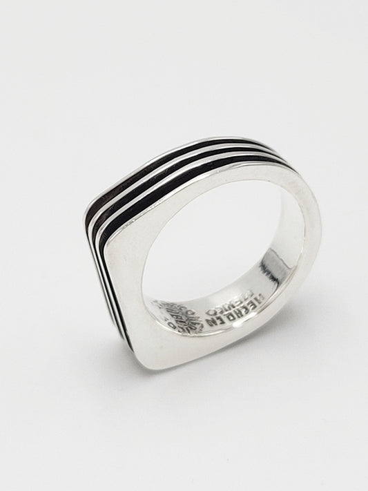 Taxco Jewelry Vintage Sterling ABG Taxco 3-D Grooved Unisex Ring Eagle 3 Stamped Signed