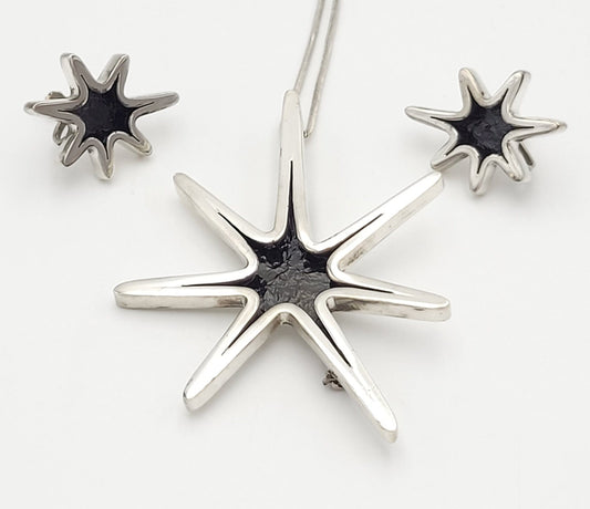 Taxco Sterling Jewelry Designer Taxco Sterling Silver Statement Necklace & Earrings Set