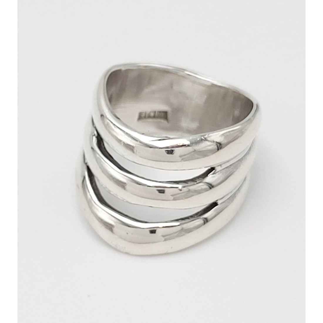 Taxco Sterling Jewelry Egyptian Designer Sterling Silver Modernist Statement Cocktail Ring 1960&