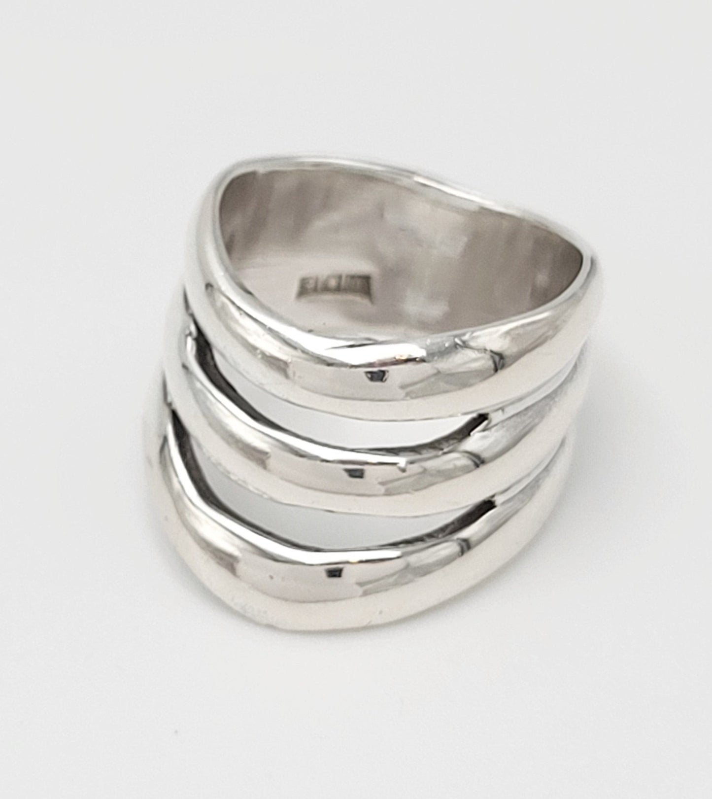 Taxco Sterling Jewelry Egyptian Designer Sterling Silver Modernist Statement Cocktail Ring 1960's