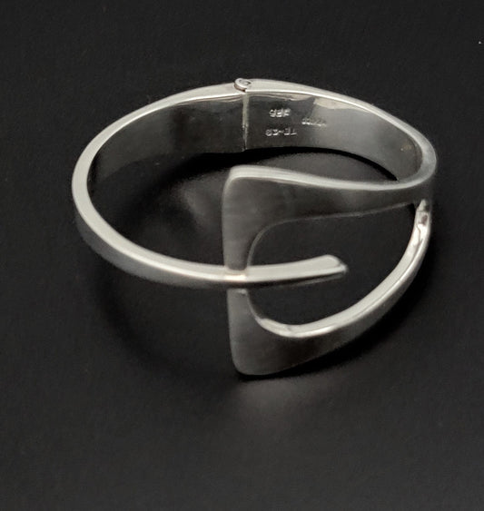 Taxco Sterling Jewelry Vintage Designer Sterling Modernist Taxco Clamper Bangle Bracelet