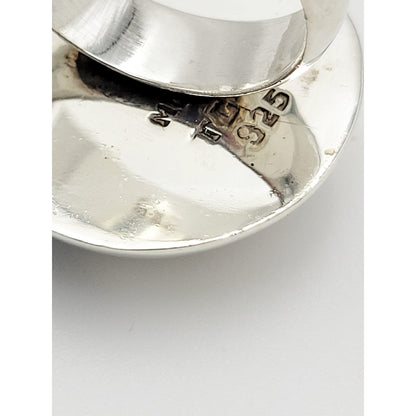 Taxco Sterling Jewelry Vintage Taxco Sterling &amp; Onyx Huge Domed Statement Cocktail Ring 1980&