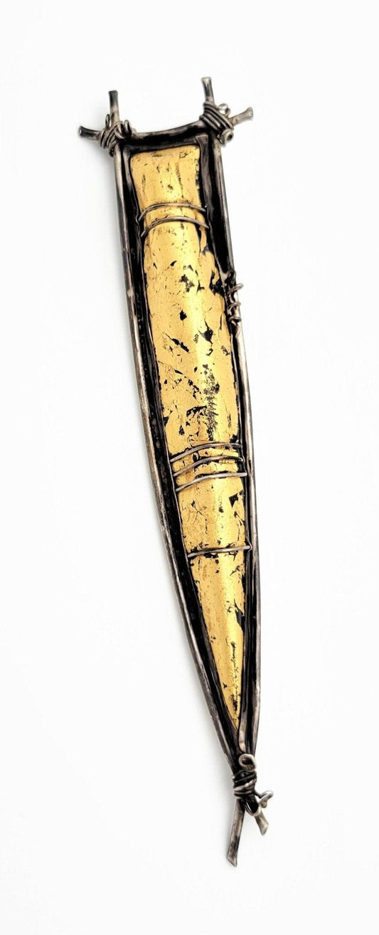 Terry Richards Jewelry RARE Designer Terry Richards Sterling Enamel Huge Abstract Brooch Pendant 1993