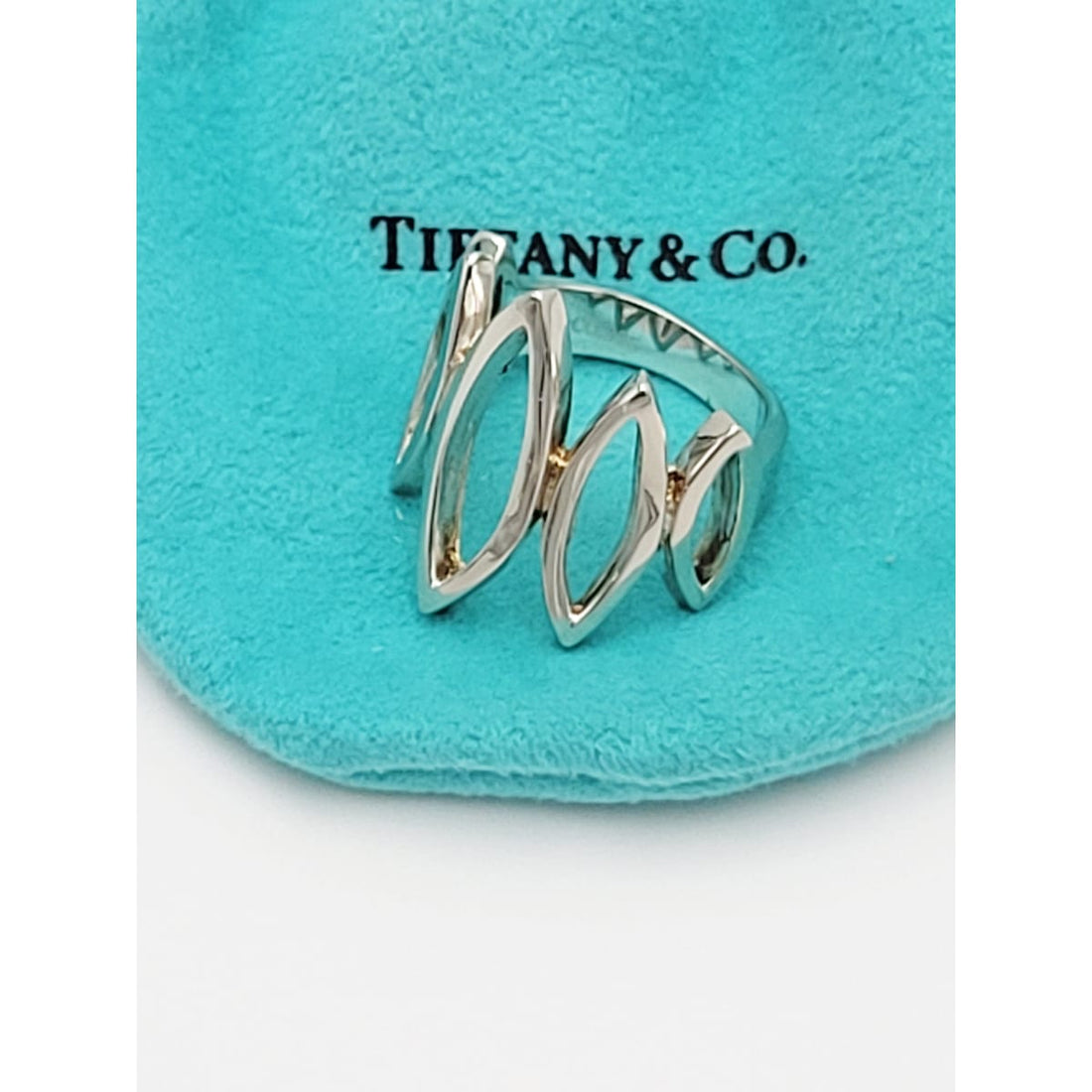 Tiffany &amp; Co. Jewelry Tiffany &amp; Co Sterling Large Modernist Architectural Ovals Cocktail Ring w/ Bag