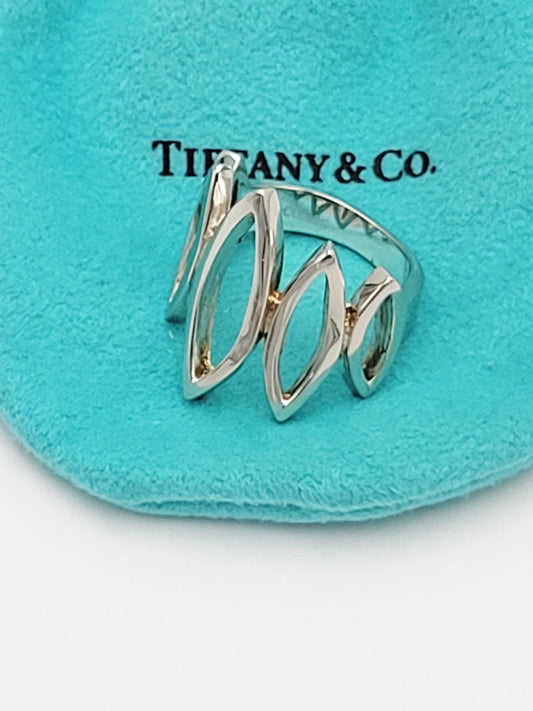 Tiffany & Co. Jewelry Tiffany & Co Sterling Large Modernist Architectural Ovals Cocktail Ring w/ Bag